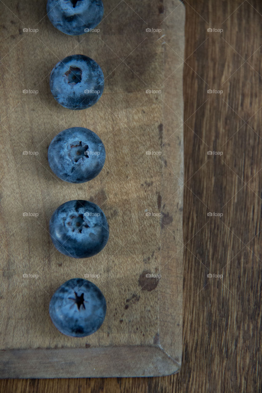 Blueberries on table