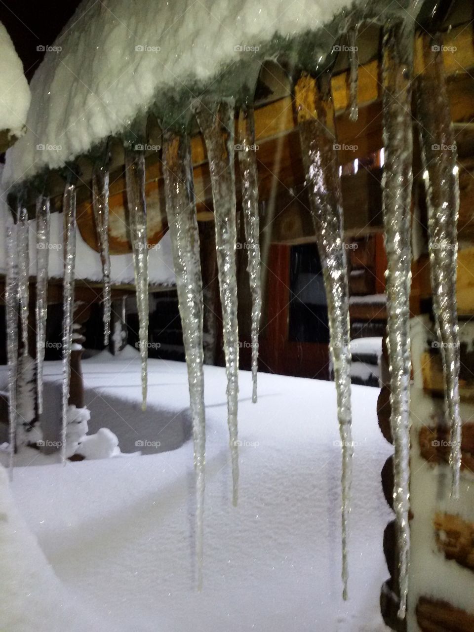 icicle on house winter time. icicle on house winter time