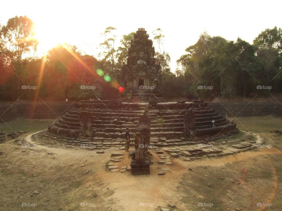 Sunset. One of Angkor Watt temples. Cambodia