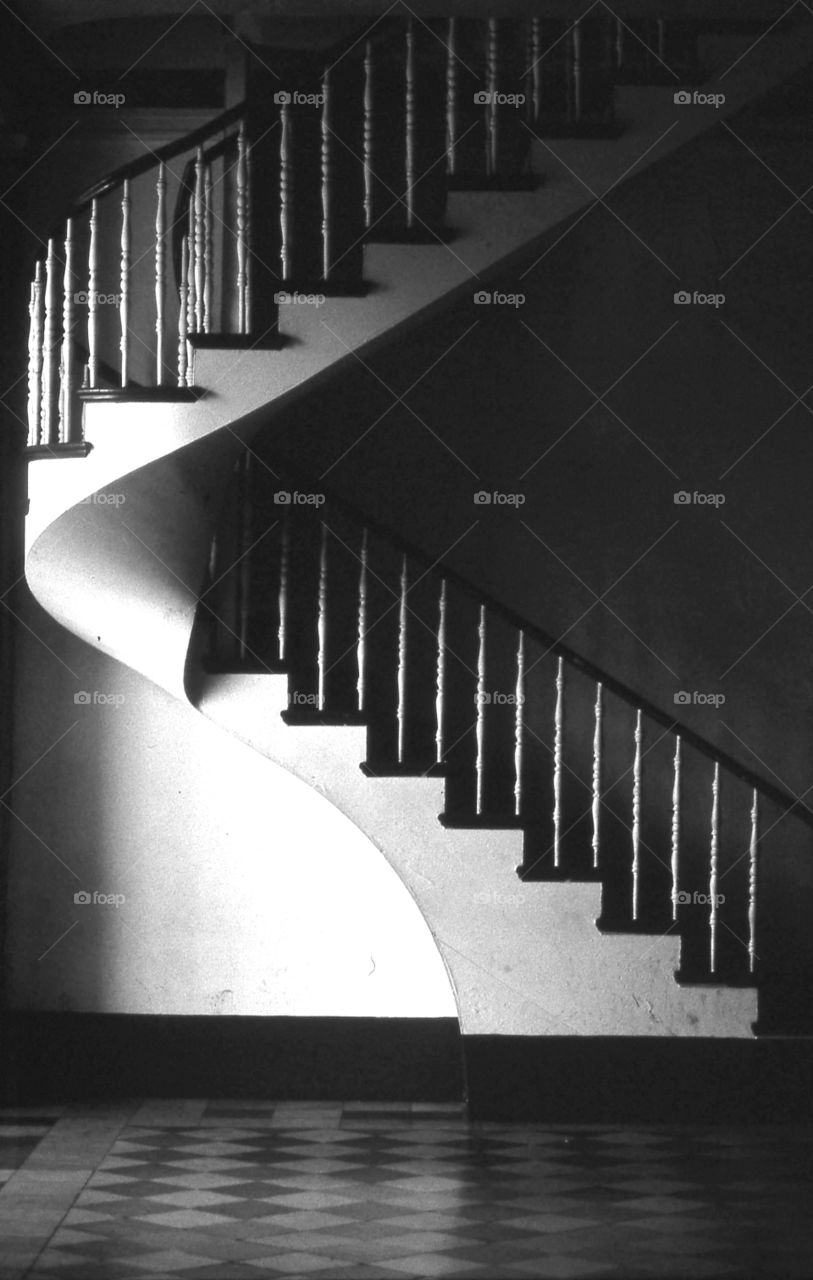Stairway to Heaven Costa Rica spiral staircase black and white dramatic