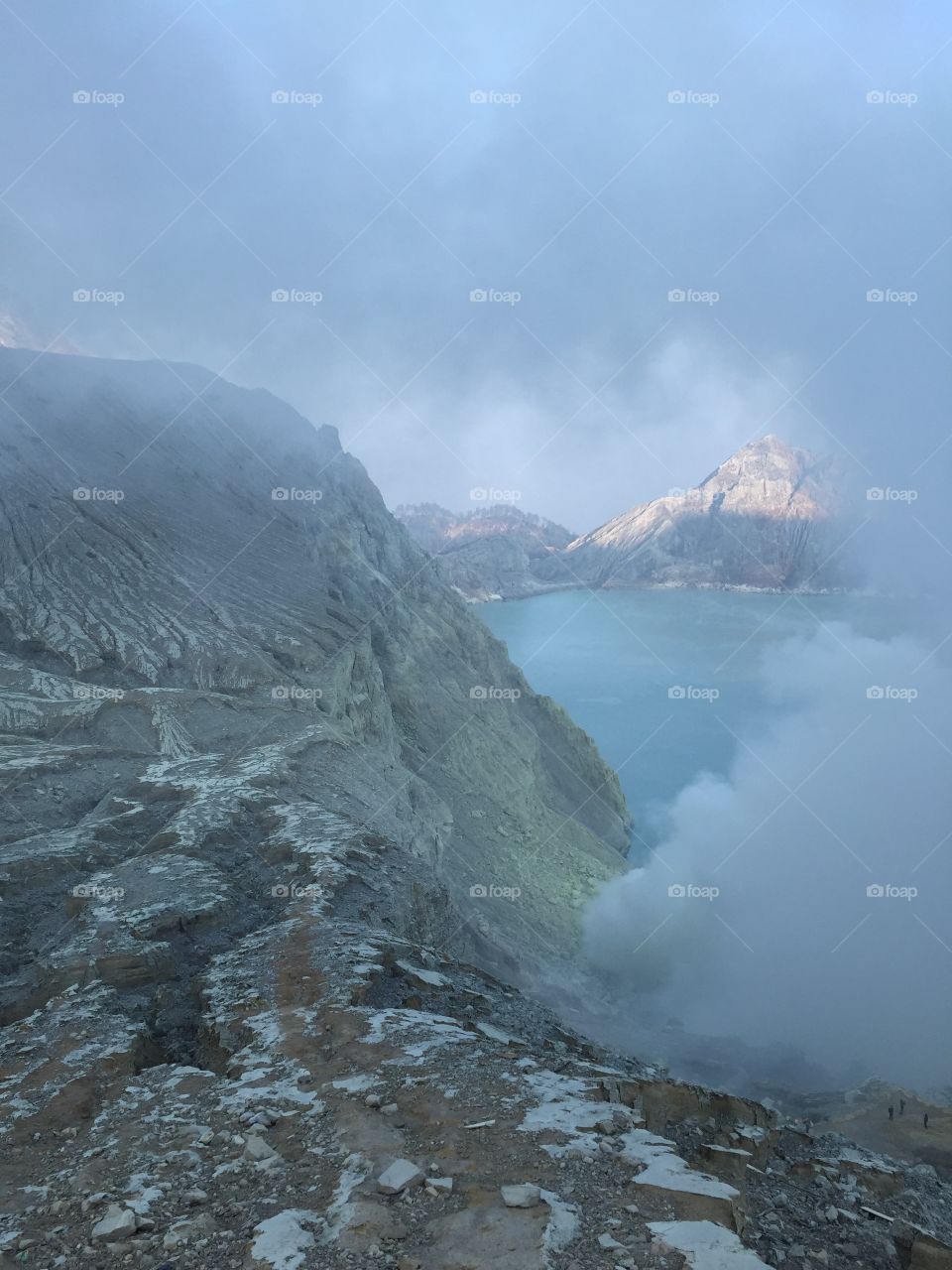 View from top of volcano crater,Ijen Crater,Indonesia