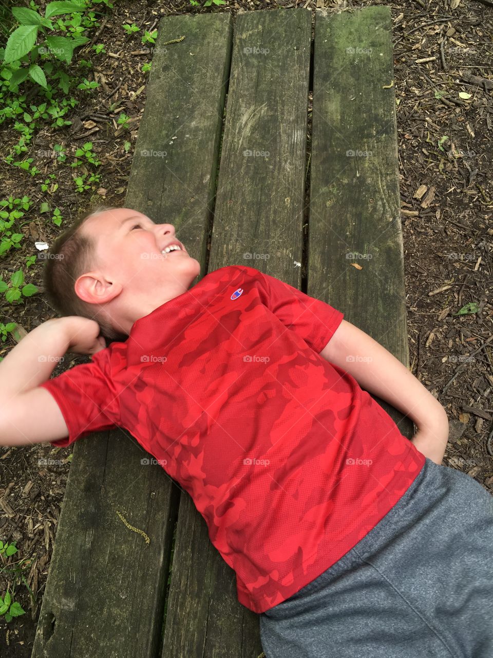 Silly Boy on a Bench