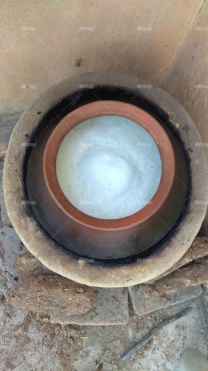 desi traditional process for boil milk in village