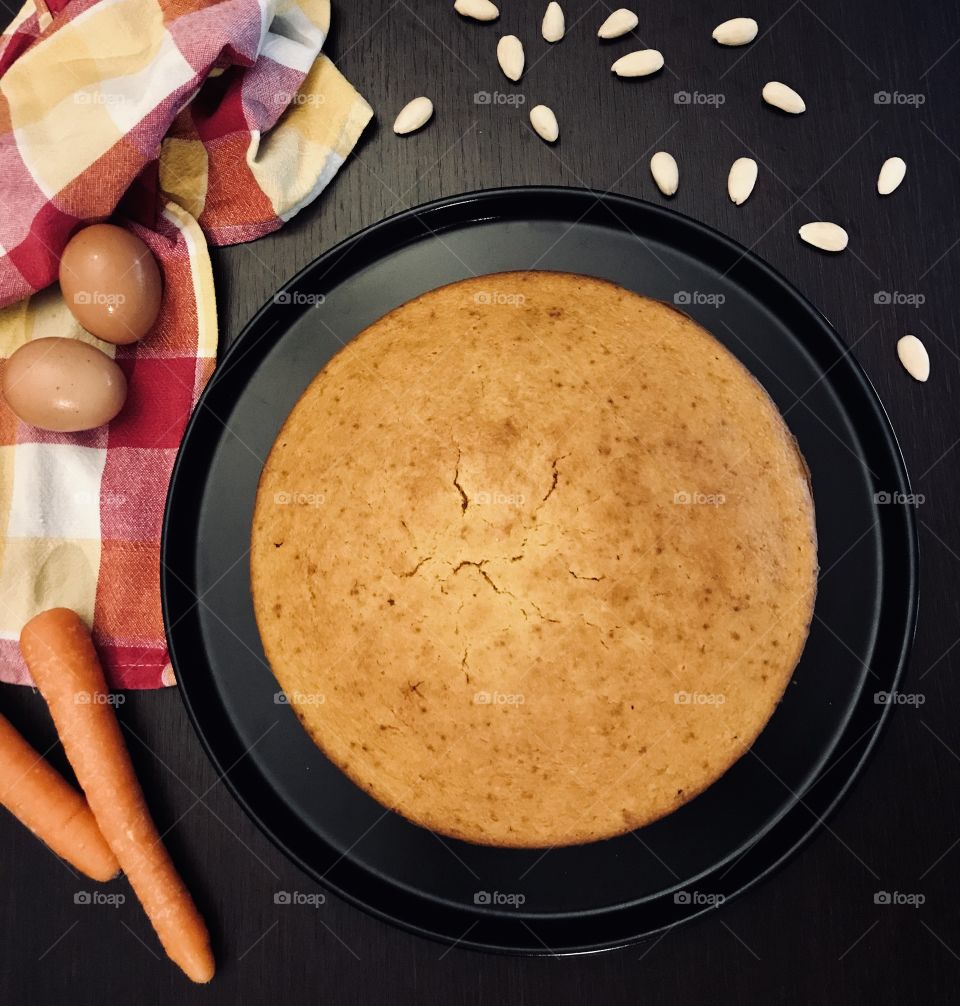 Homemade carrots and almonds cake