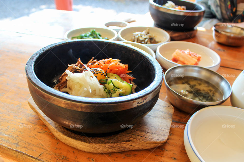 Delicious korean food on table