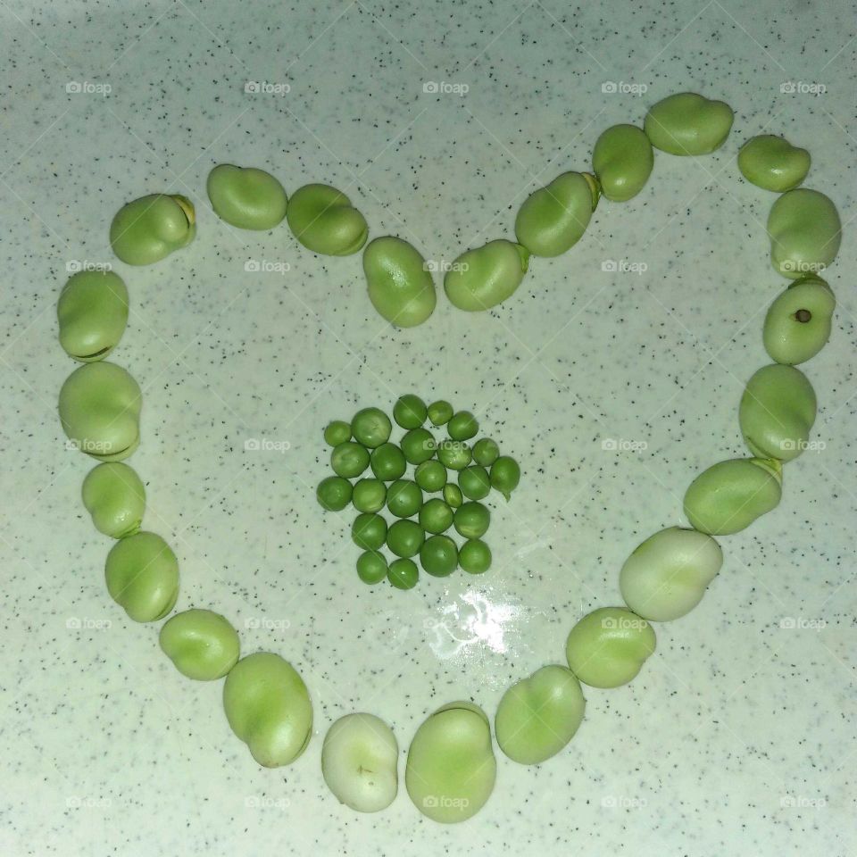 Beautiful herart made by beans