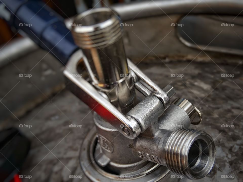 Keg Of Beer. Detail Of Stainless Steel Beer Keg And Tap
