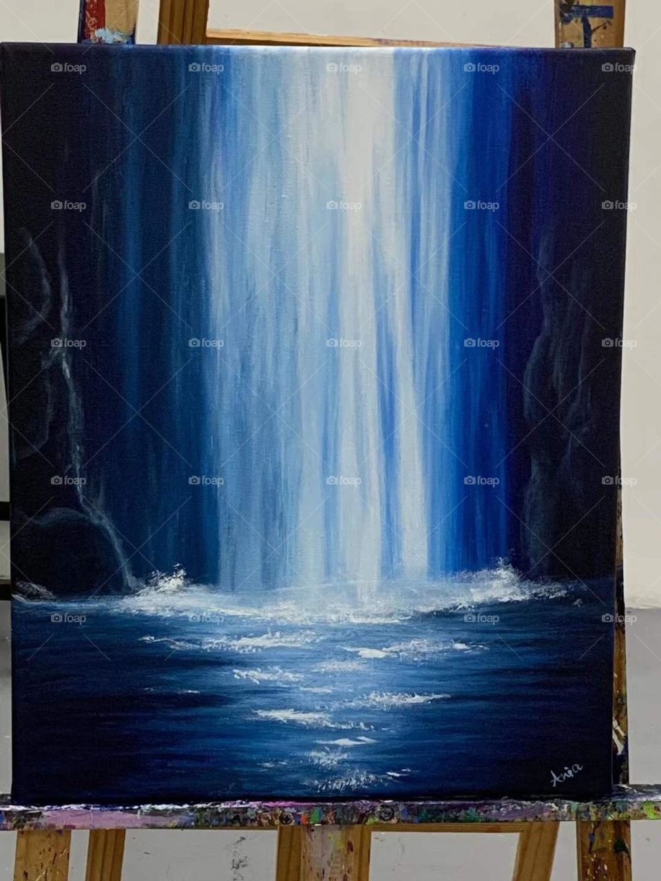 My first painting～waterfall