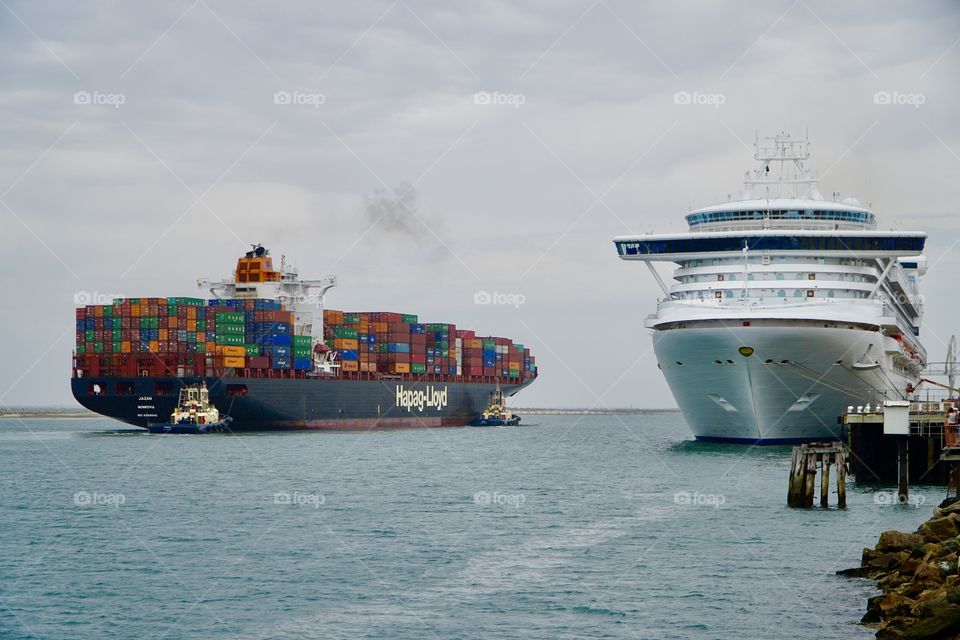 Container ship and Cruise ship