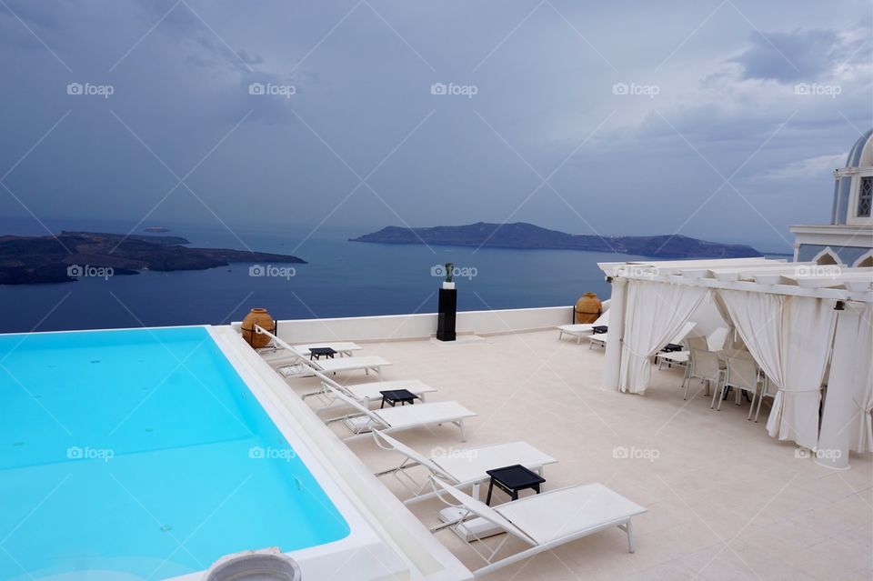 Pool with an incredible view, Santorini, Greece 