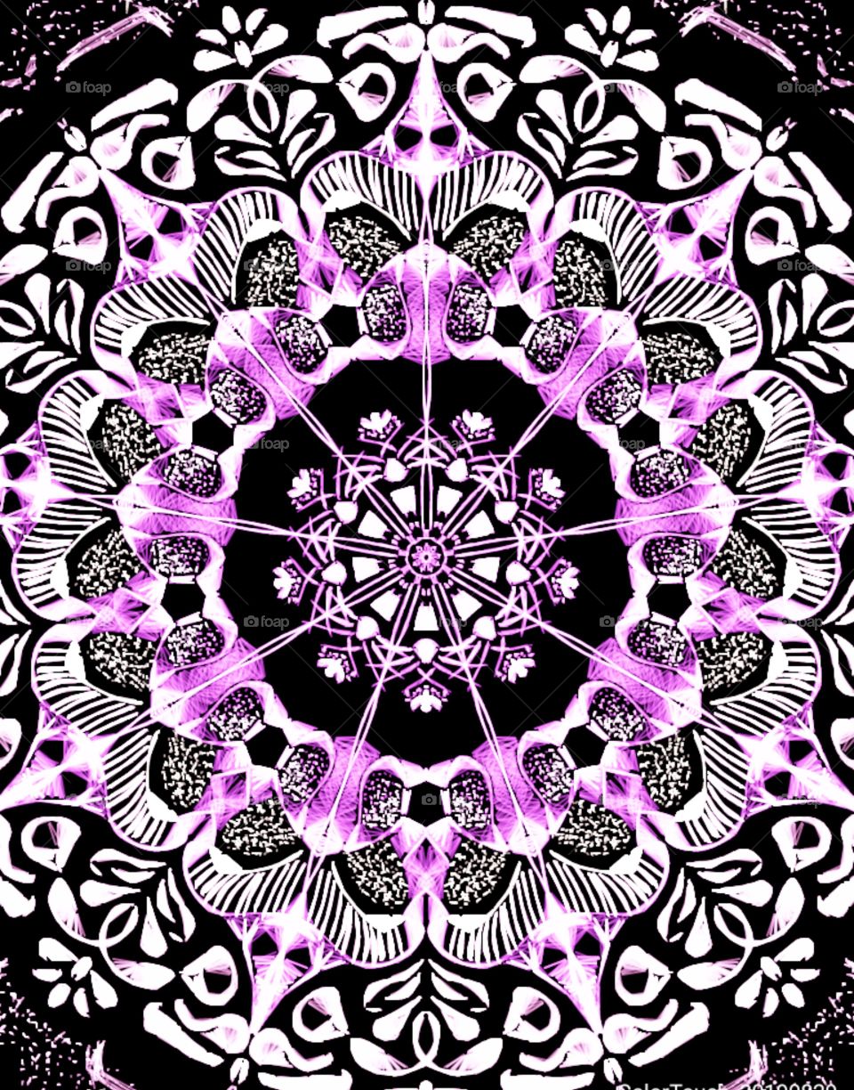 My Best Reflectional Glowing Purple Floral Art Design Pattern. Circular type of Grid.