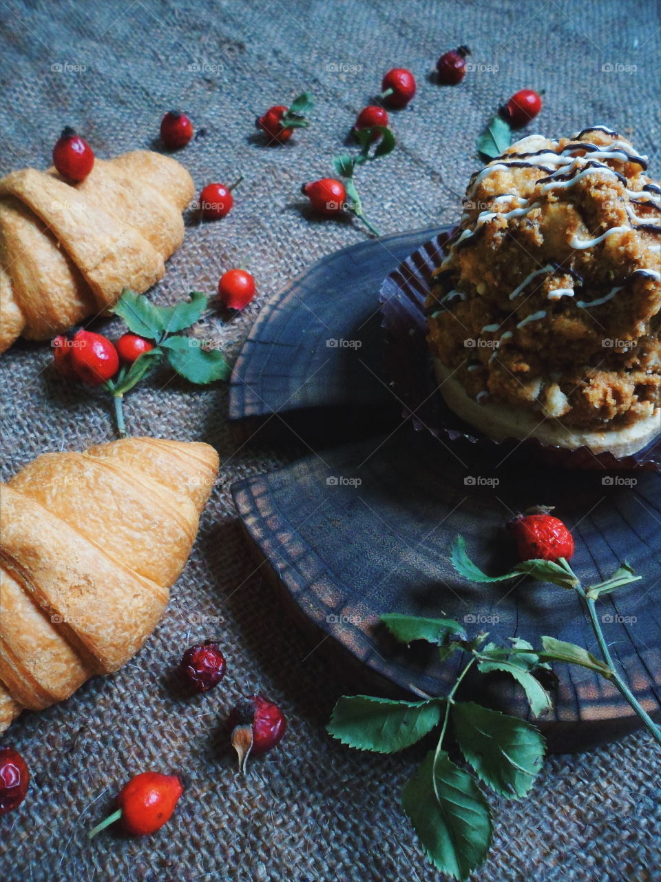 homemade croissants and cake