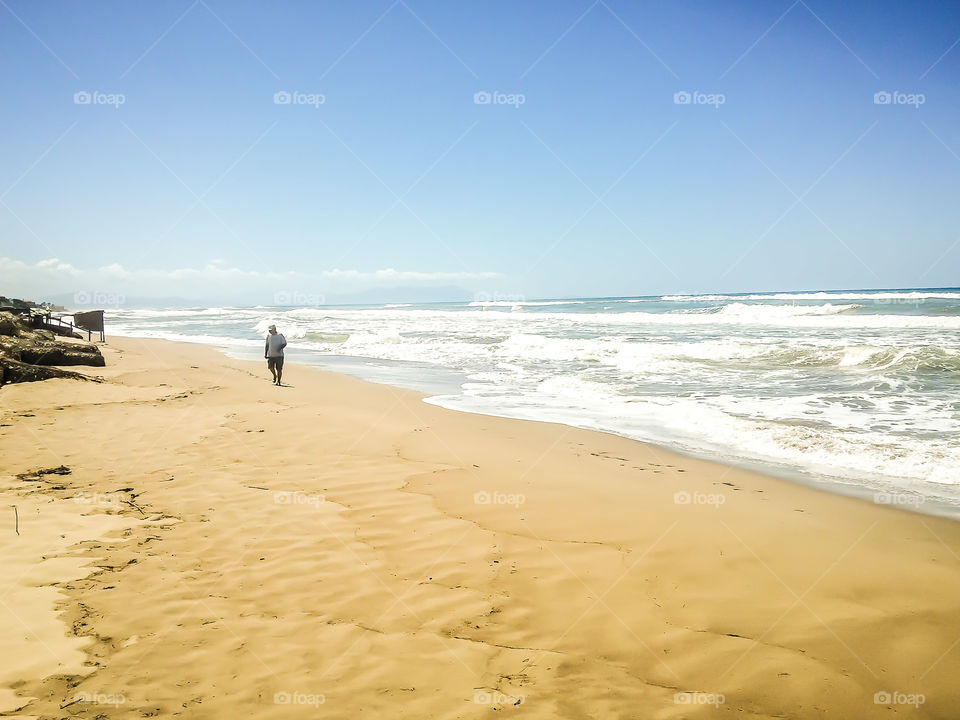 walking at the beach