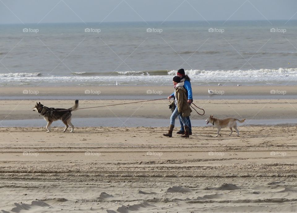 Walking at the beach