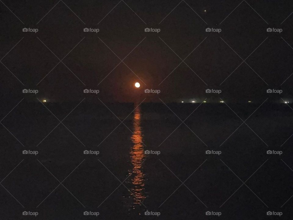 Big moon and Black Sea on the night