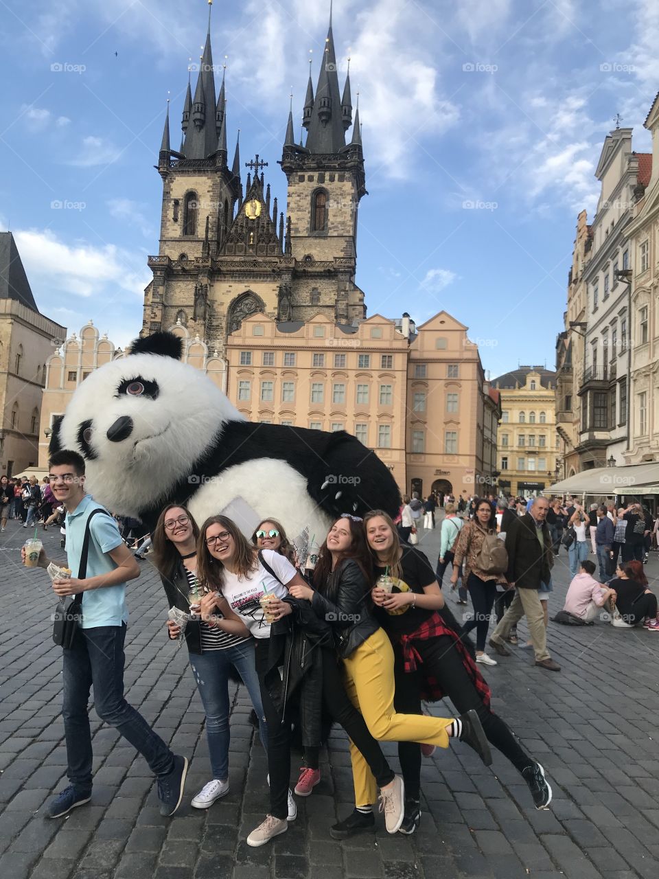 Besties having fun at Old Town Square, Prague, Czech Republic