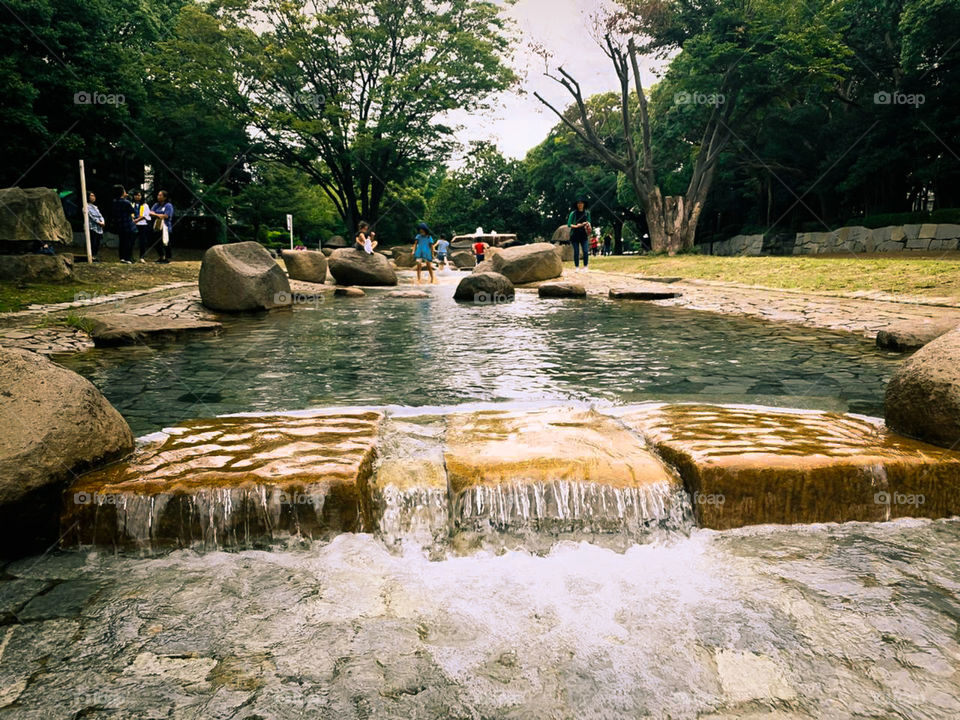 artificial waterfall in the park