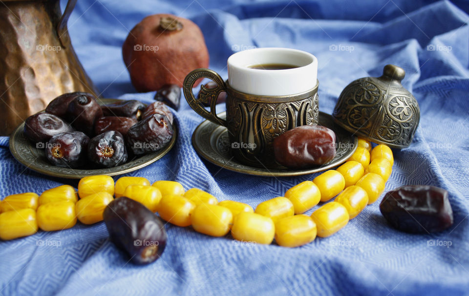 Oriental coffee and rosary