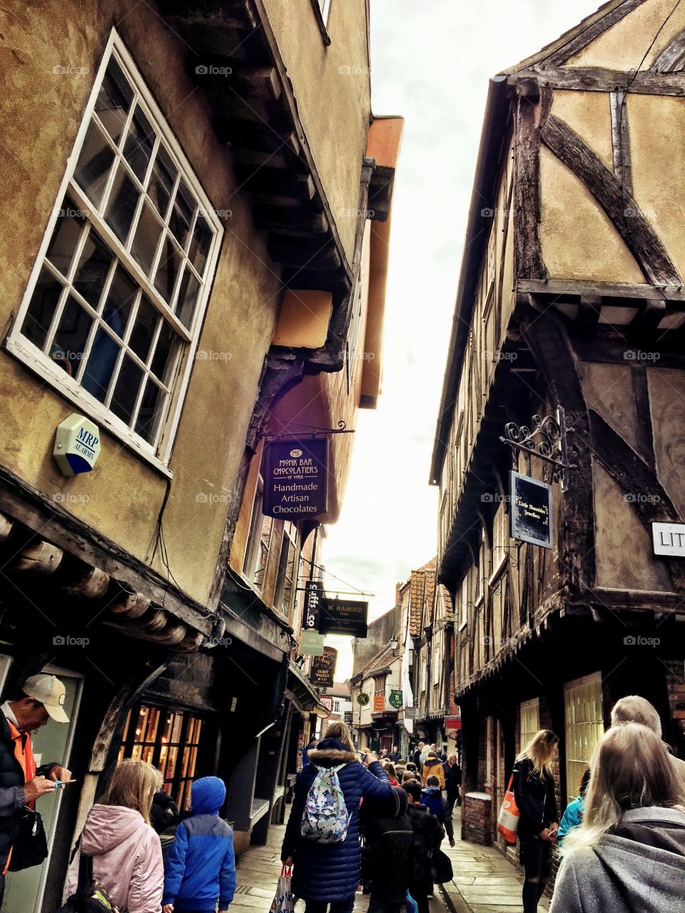 The Shambles in York. England’s oldest street, also featured in the Harry Potter films
