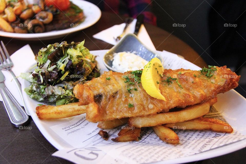 Delicious fried fish with chip meals