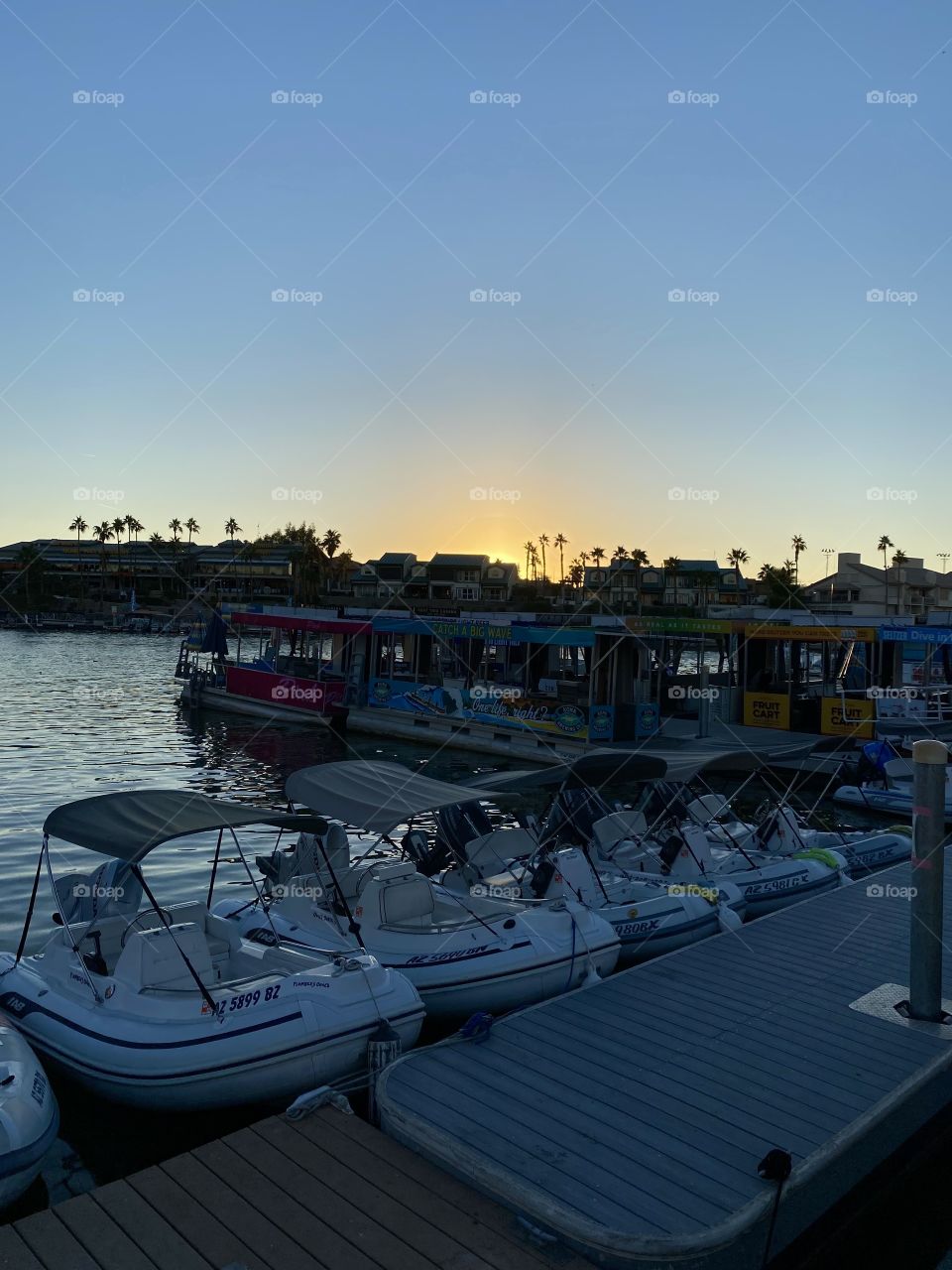 Sunset while walking along Shoreline Trail in Lake Havasu City Arizona 
