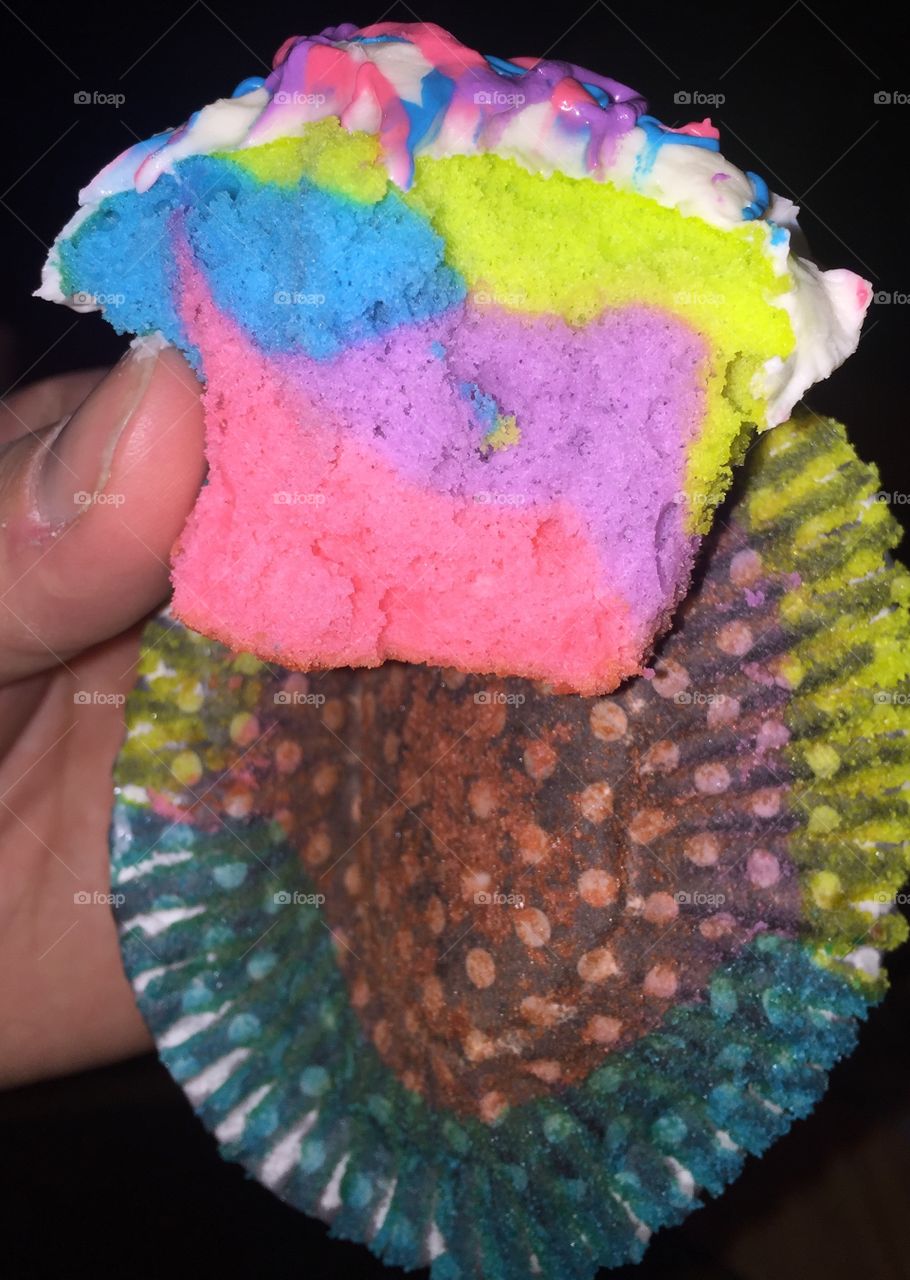 A delicious colorful cupcake!