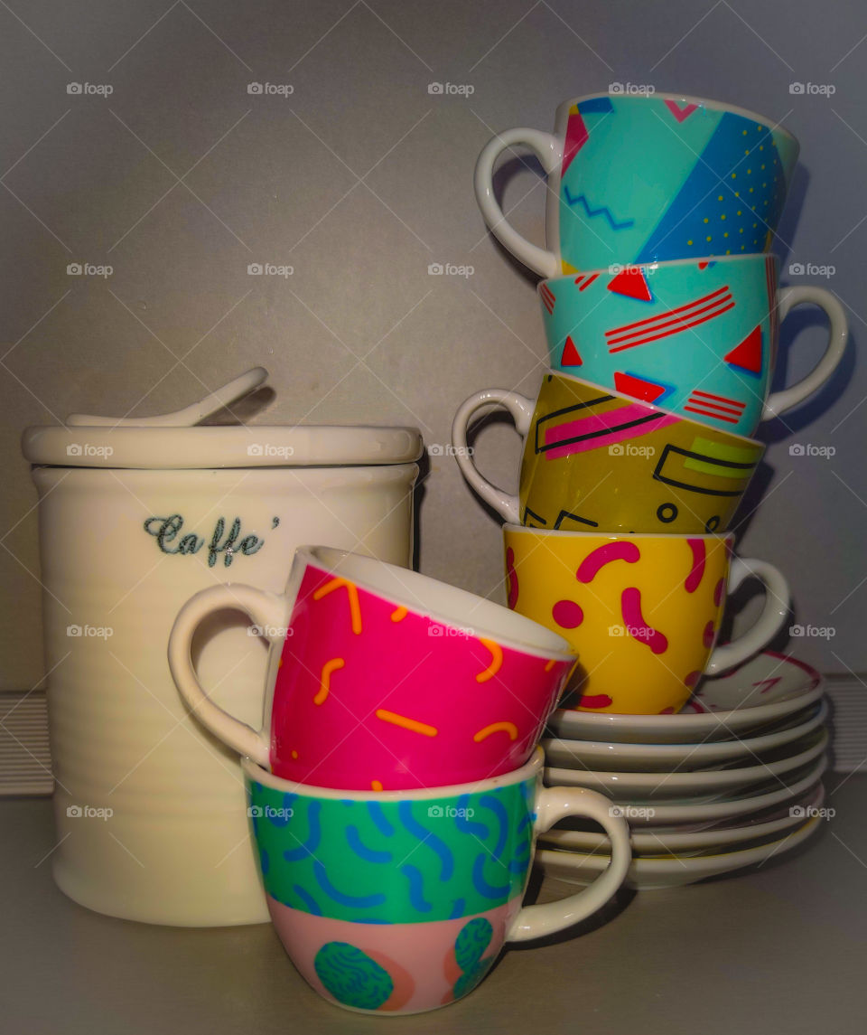 Colorful coffee set