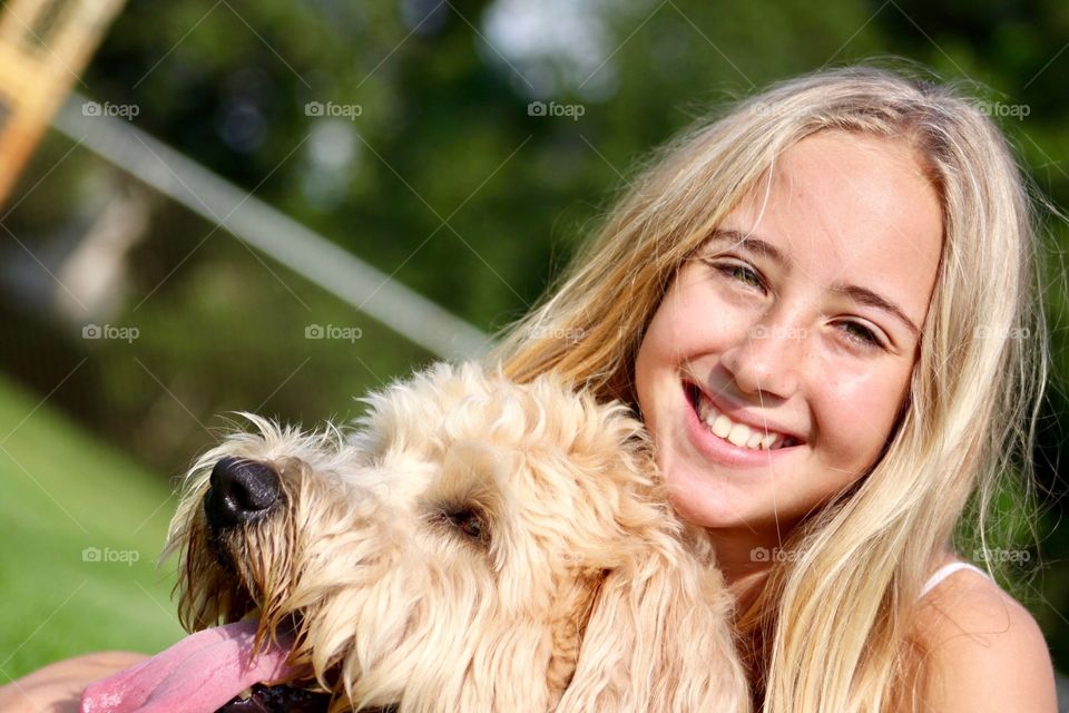 Best friends. Tween and dog