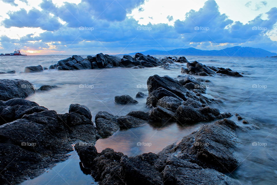 Small lakes of water in the sea