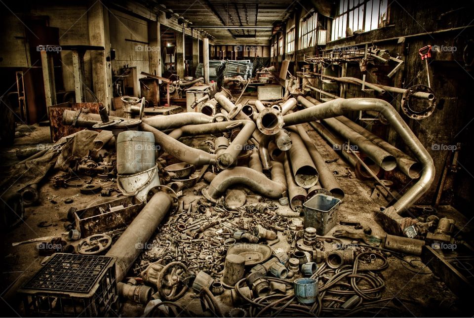 Pipes in abandoned factory