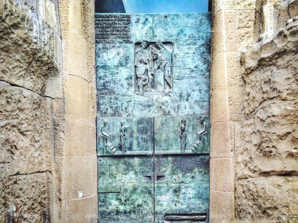a beautiful door in sagrada familia Barcelona 