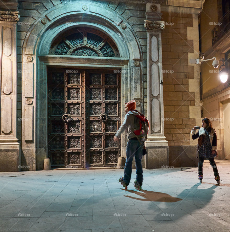 Skating in front of the door