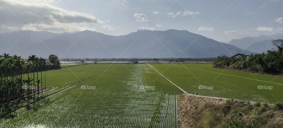 beautiful landscape with mountains and clouds