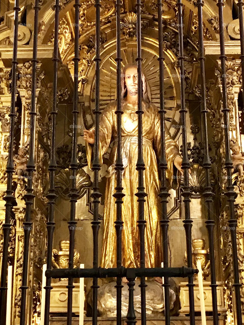 This statue of Christ in the Cathedral in Spain adorned with gold, so ornate, so finely constructed!