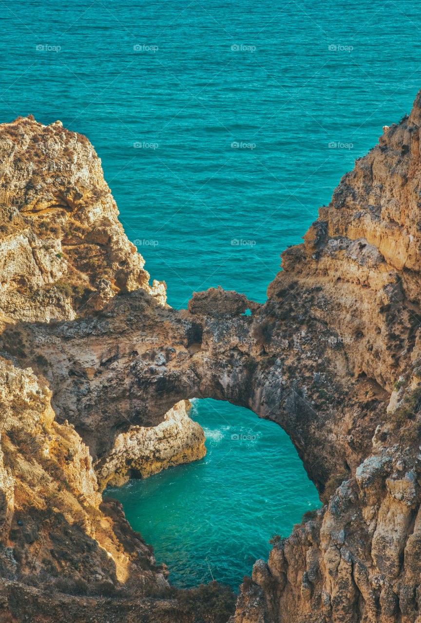 Rock formation at Ponta da Piedade, Algarve, Portugal.