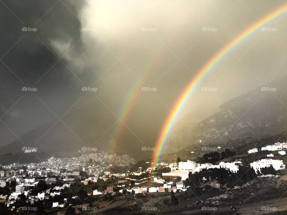 Double Rainbow over Chefchaouen 