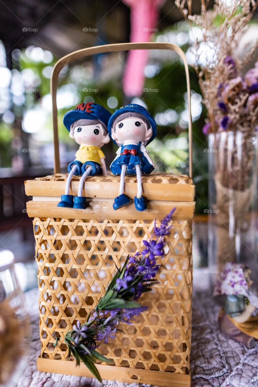 Miniature decorative with basket gadgets