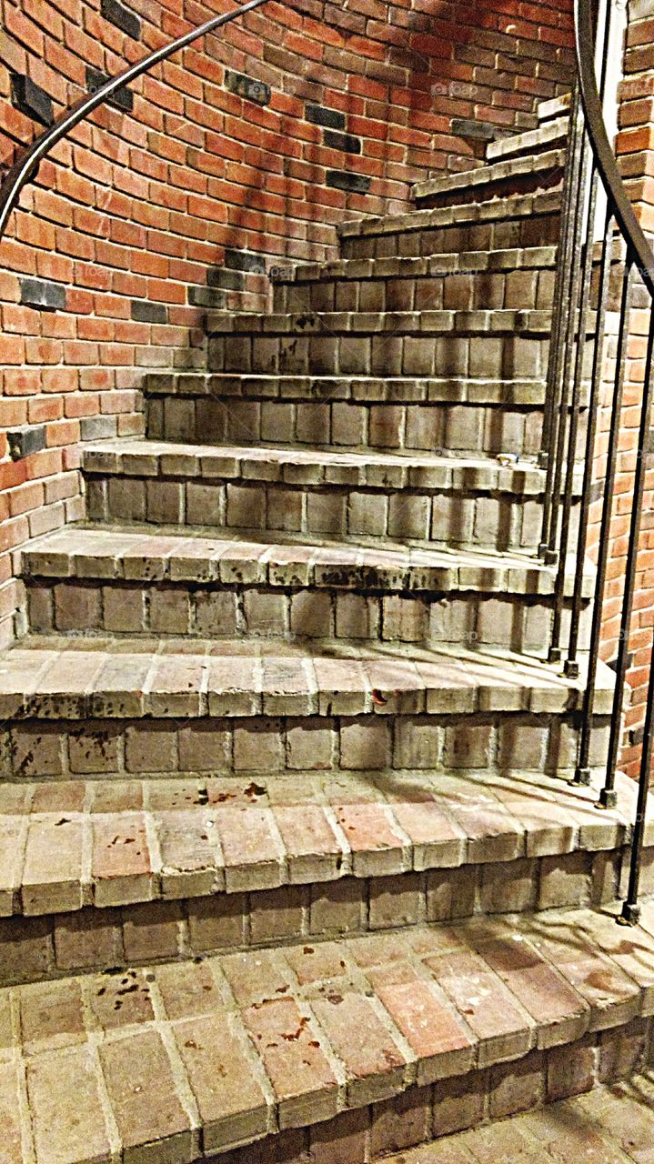 Old brick stairs leading to the main house