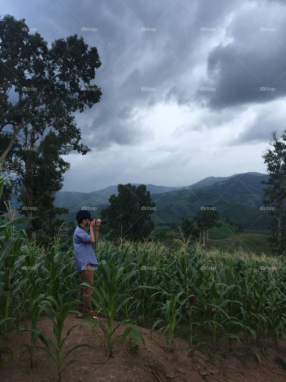 Hiking and taking a photo 