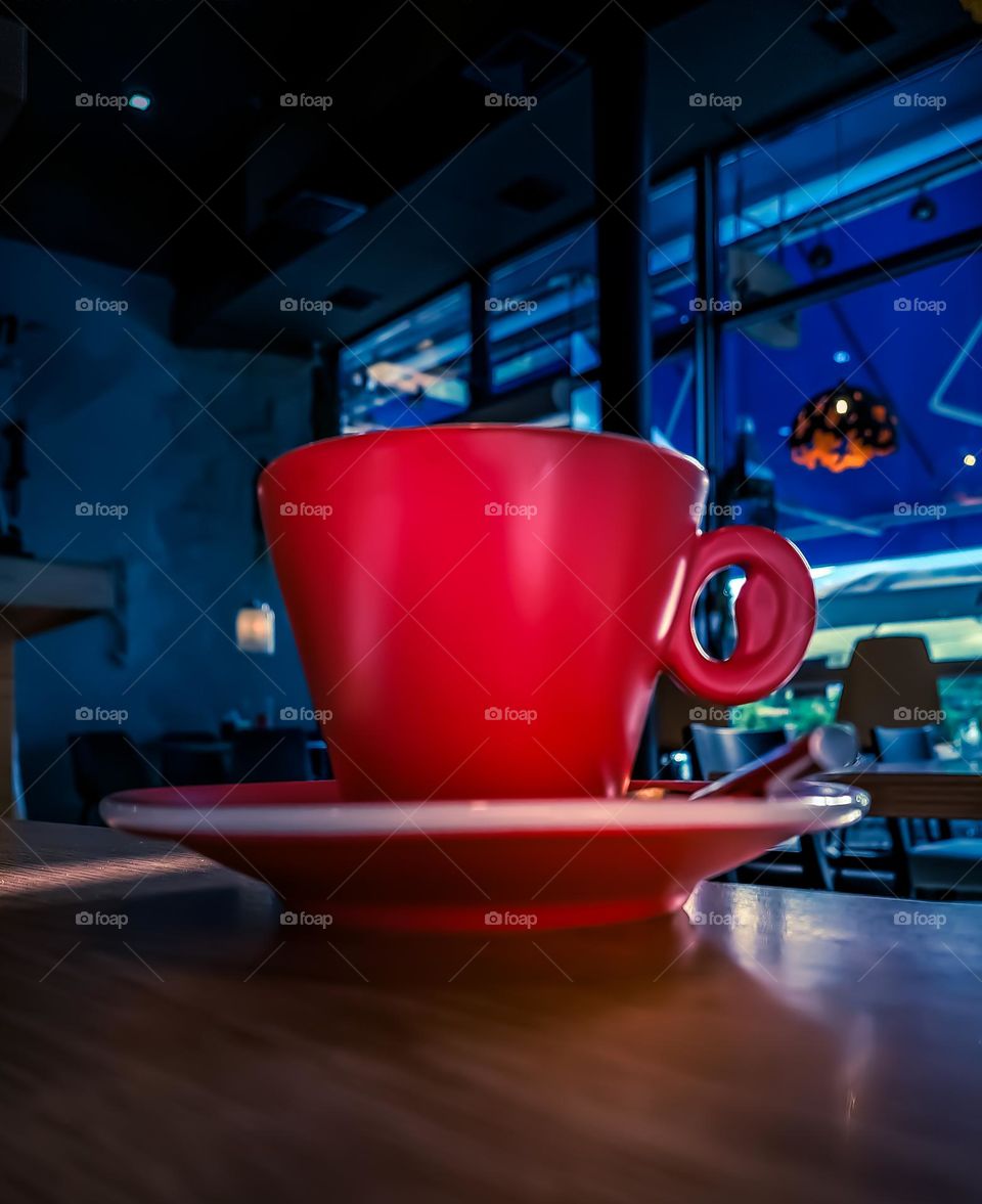 red cup on the table