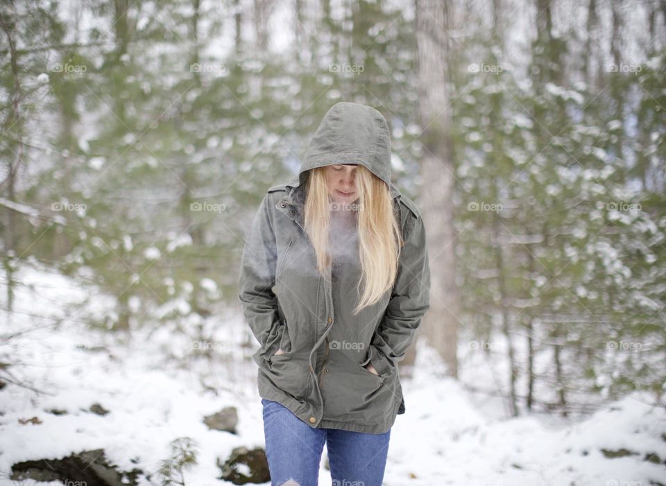 Woman taking a lonely hike