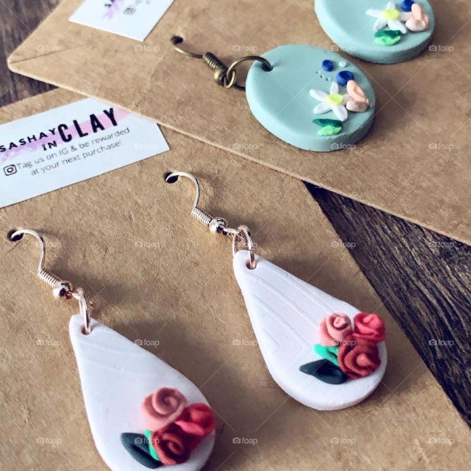 Handmade polymer clay earrings 