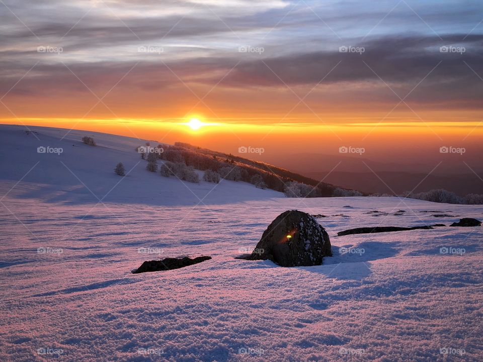 Sunset and snow