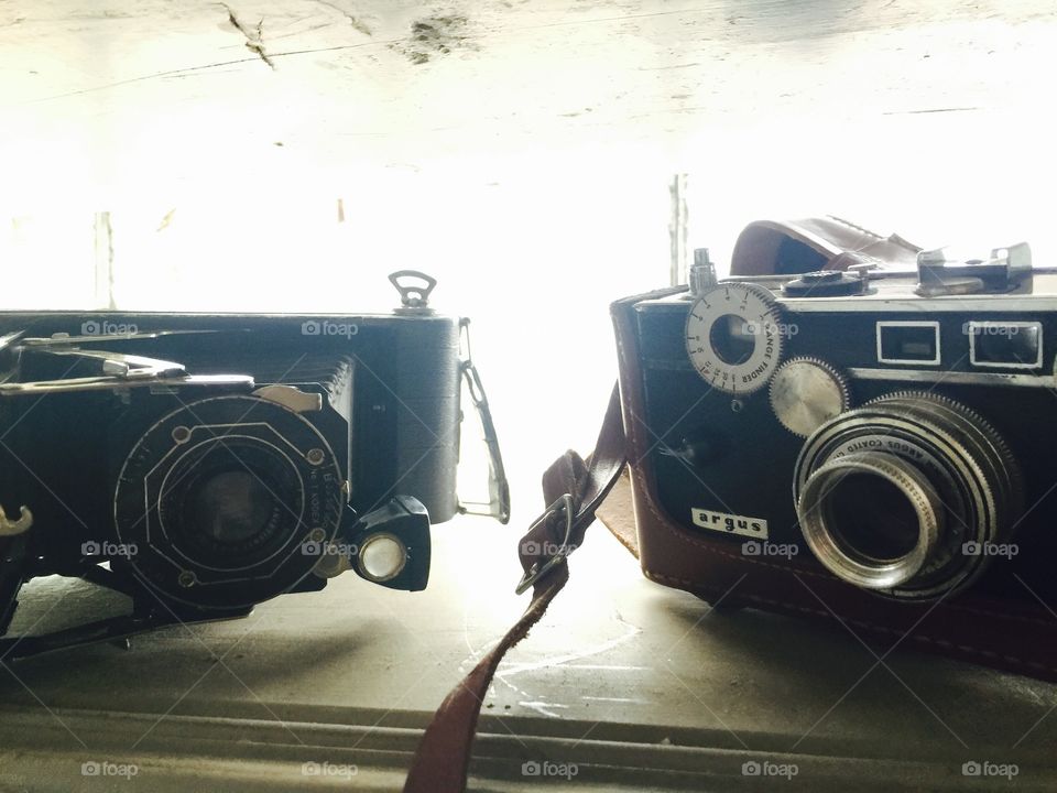 Lonely antique cameras.
