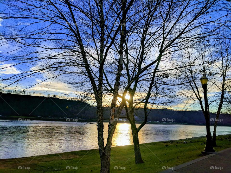 sunset on the river