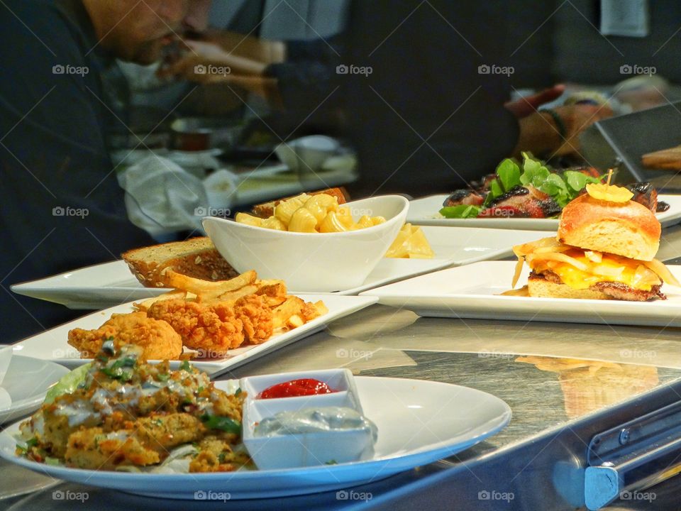 Restaurant Entrees Ready To Be Served
