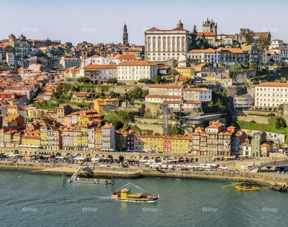 The city of Porto on the Rio Douro on a sunny afternoon in autumn.