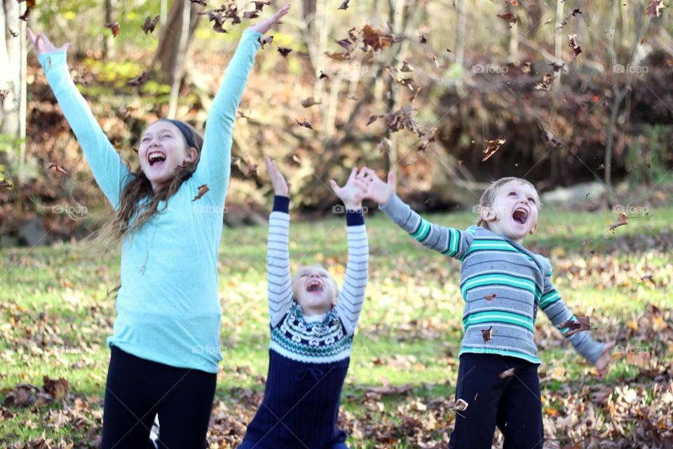 Happiness in the fallen leaves. 