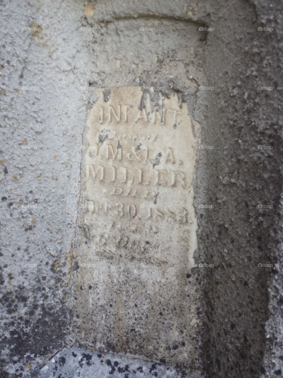 Miller Mausoleum infant headstone