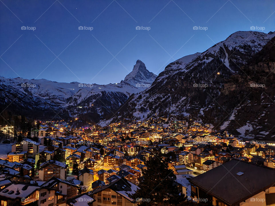breathtaking view over Zermatt vilage